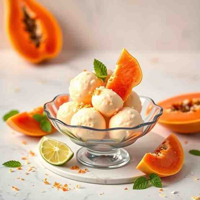 Easy No-Churn Papaya Coconut Sorbet - Vegan Gluten-Free Treat